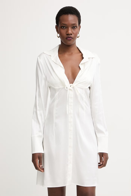 Silvian Heach sukienka z wiskozą SOLLIFO beżowy CVP26033VE