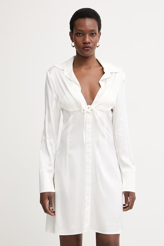 Silvian Heach sukienka z wiskozą SOLLIFO beżowy CVP26033VE