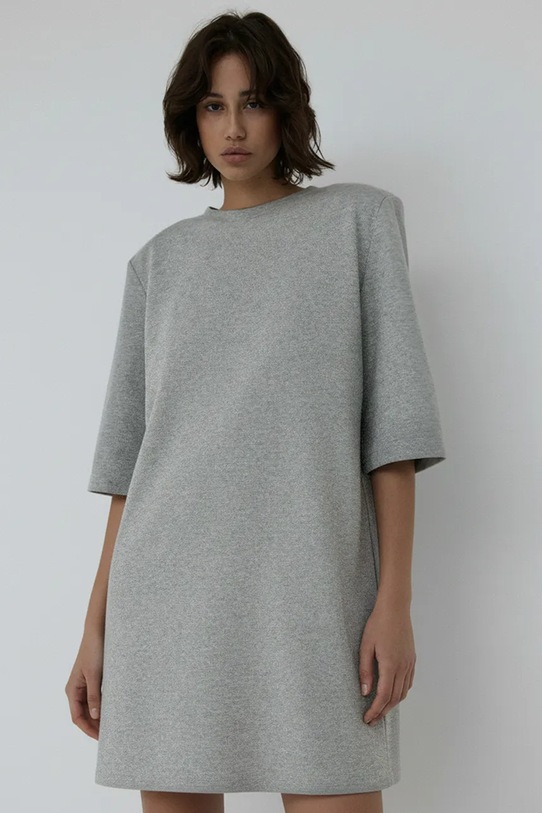 Muuv. sukienka oversize bawełniana AYA szary suk.krot.posze.ram.AYA