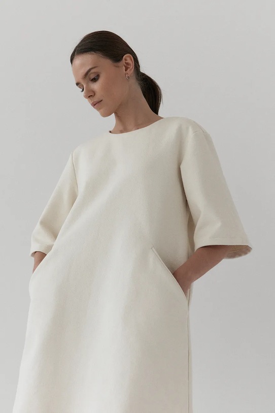 Muuv. sukienka bawełniana OREE krot.suk.z.kiesz.OREE beżowy