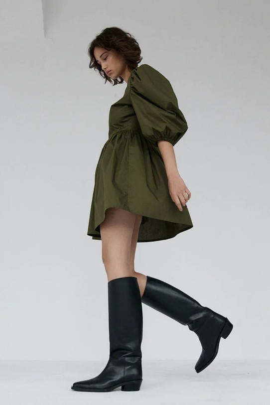 Muuv. sukienka rozkloszowana bawełniana KAWAI zielony krot.suk.buf.rek.KAWAI