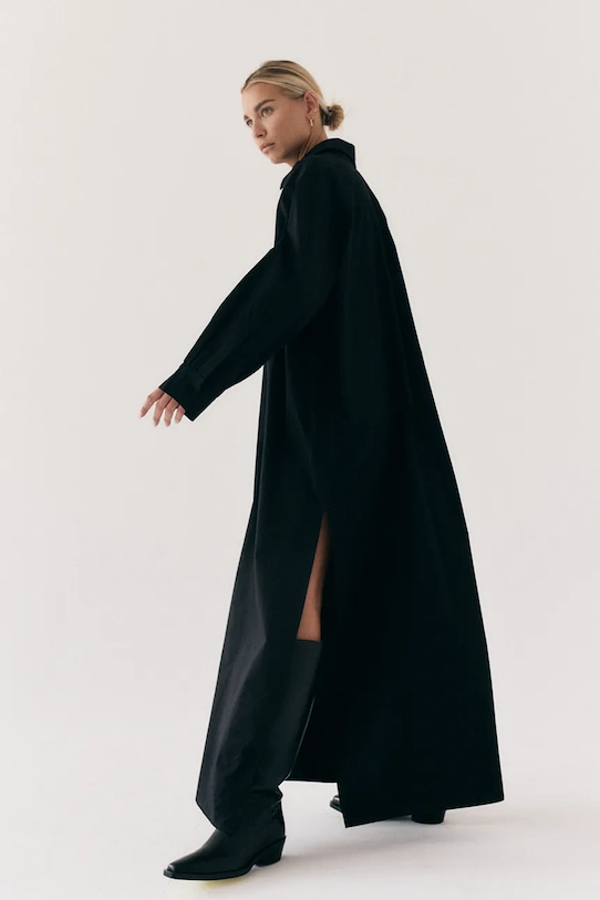 Muuv. sukienka koszulowa bawełniana MEIE sukienka.dluga.MEIE czarny ZS26