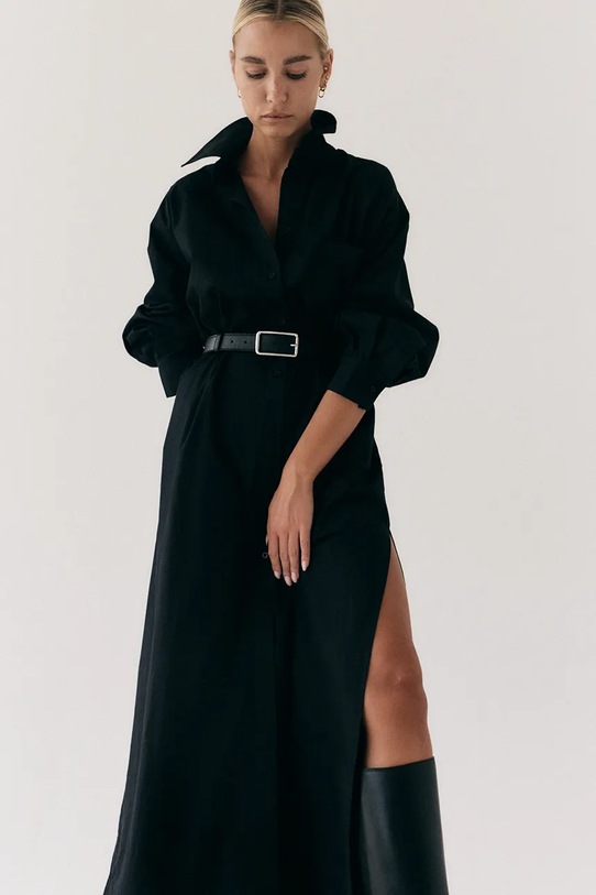 Muuv. sukienka koszulowa bawełniana MEIE czarny sukienka.dluga.MEIE