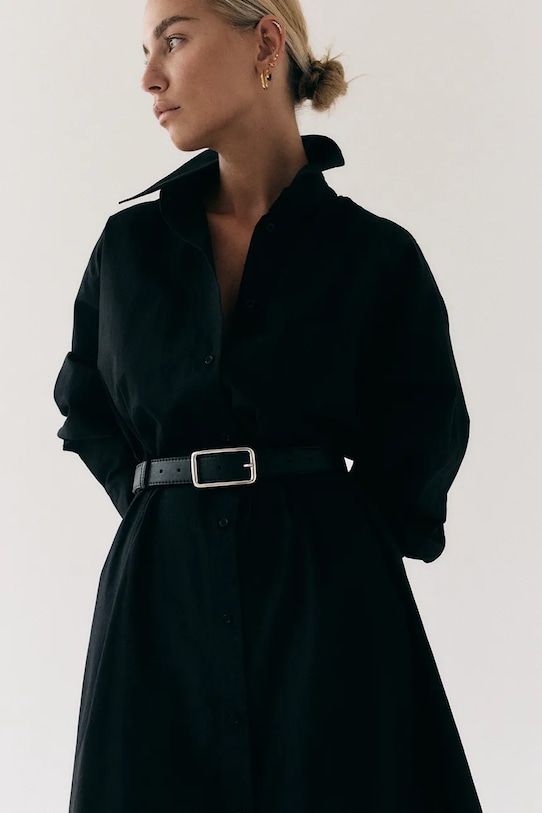 Muuv. sukienka koszulowa bawełniana MEIE sukienka.dluga.MEIE czarny