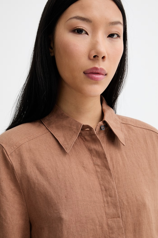 Marc O'Polo sukienka lniana brązowy 5000014942