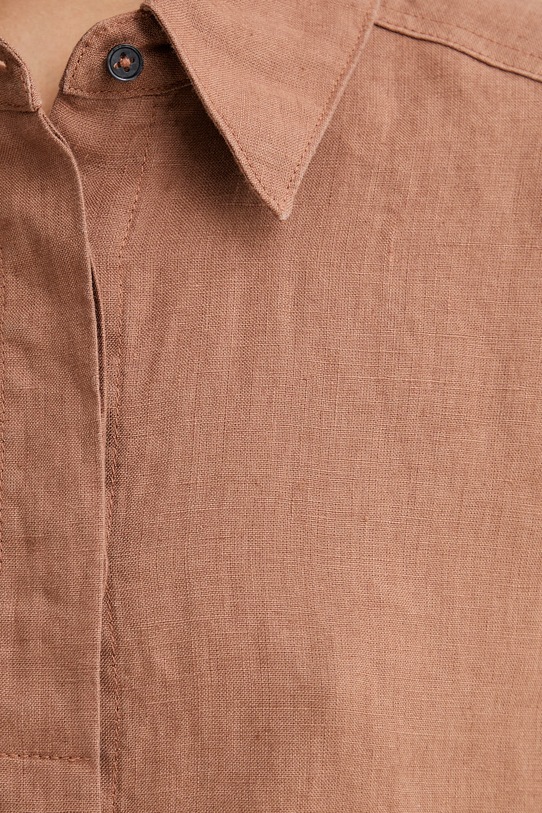 Marc O'Polo sukienka lniana 5000014942 brązowy