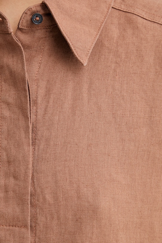 Marc O'Polo sukienka lniana 5000014942 brązowy