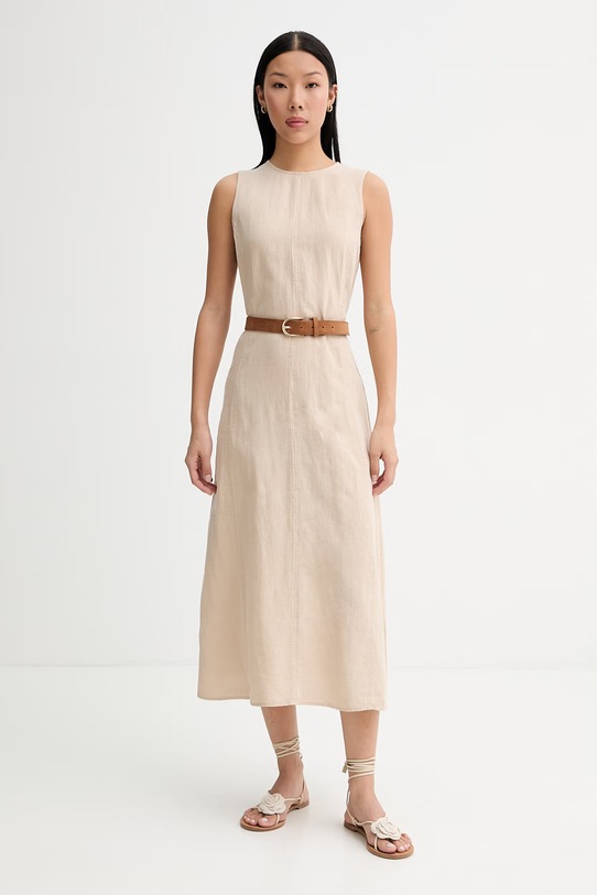 Marc O'Polo poletna obleka lanena 5000014008 bež ZS26