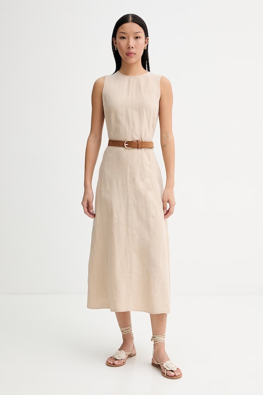 Marc O'Polo poletna obleka lanena 5000014008 bež ZS26