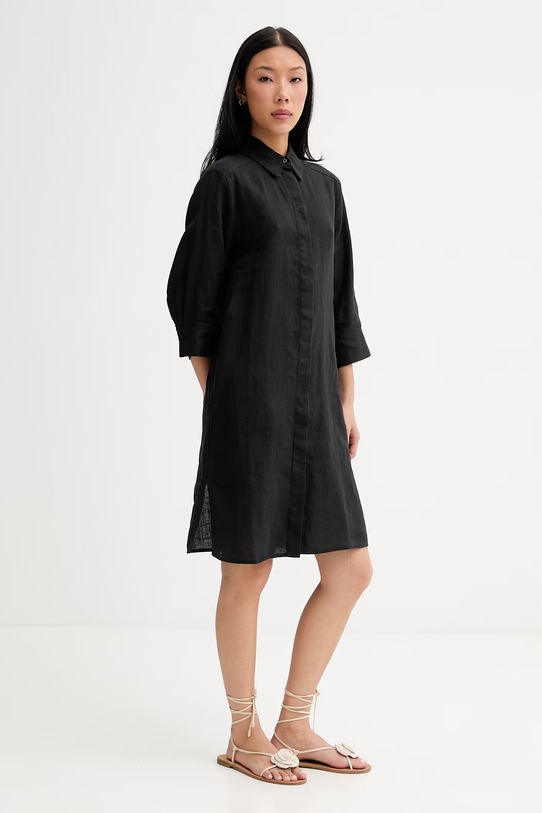 Marc O'Polo sukienka koszulowa lniana 5000014022 czarny ZS26