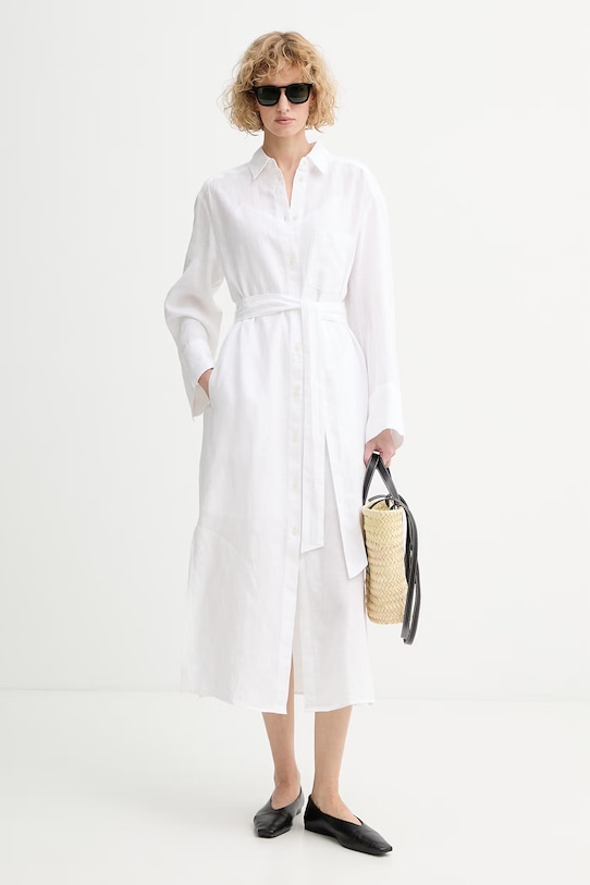 Marc O'Polo sukienka lniana biały 5000014056