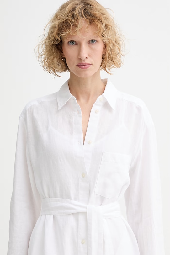 Marc O'Polo sukienka lniana biały 5000014056