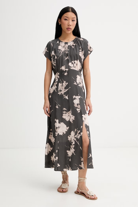 Marc O'Polo sukienka rozkloszowana z wiskozy szary 5000014075