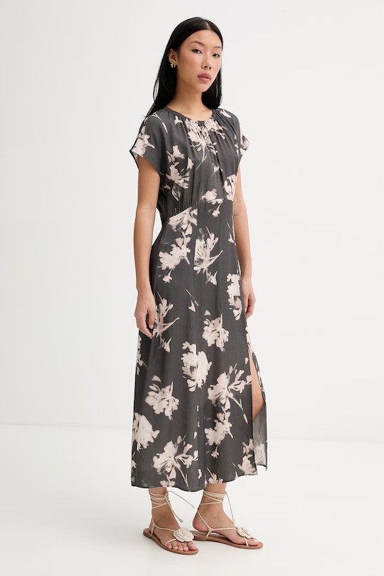 Marc O'Polo sukienka rozkloszowana z wiskozy 5000014075 szary ZS26