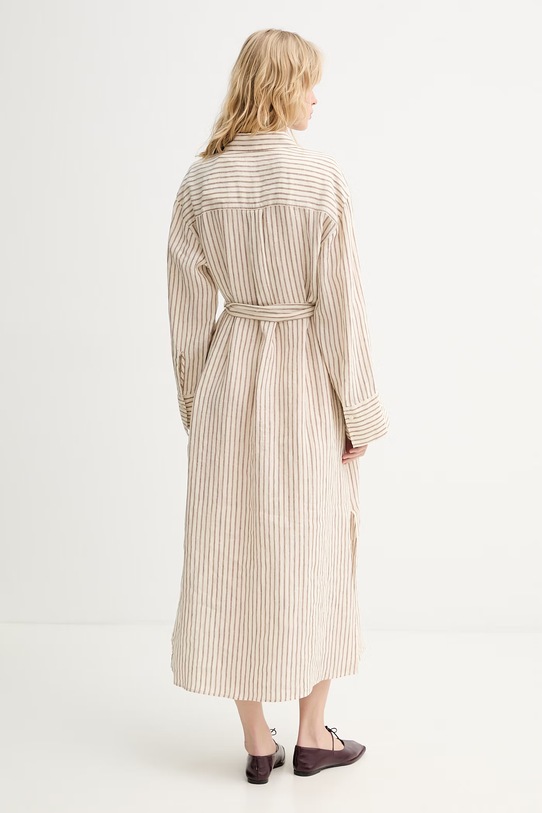 Oblačila Marc O'Polo srajčna obleka lanena 5000014081 bež