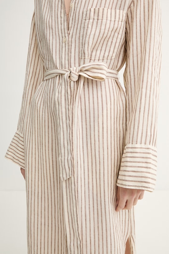 Marc O'Polo srajčna obleka lanena 5000014081 bež