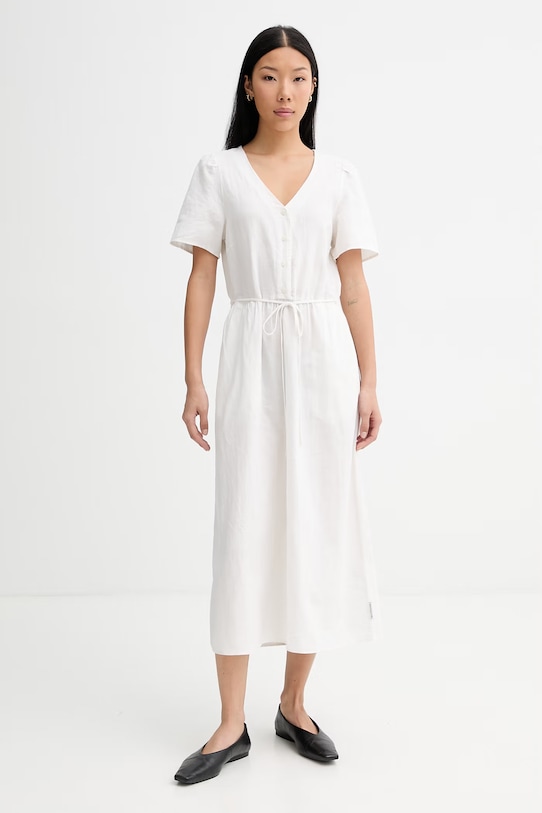 Marc O'Polo sukienka letnia z lnem beżowy 5000009981