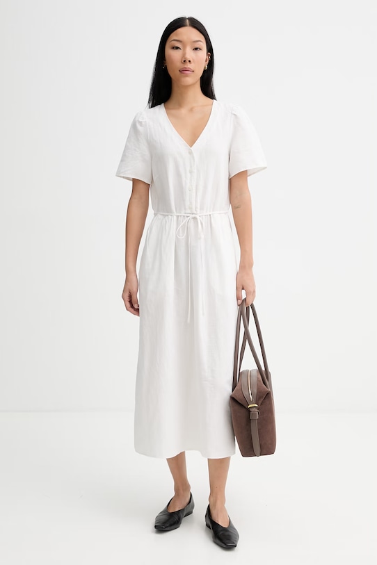 Marc O'Polo sukienka letnia z lnem 5000009981 beżowy ZS26