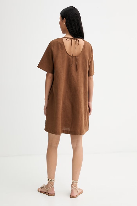 Odzież Marc O'Polo sukienka letnia z lnem 5000010265 brązowy