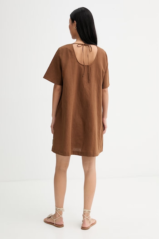 Odzież Marc O'Polo sukienka letnia z lnem 5000010265 brązowy