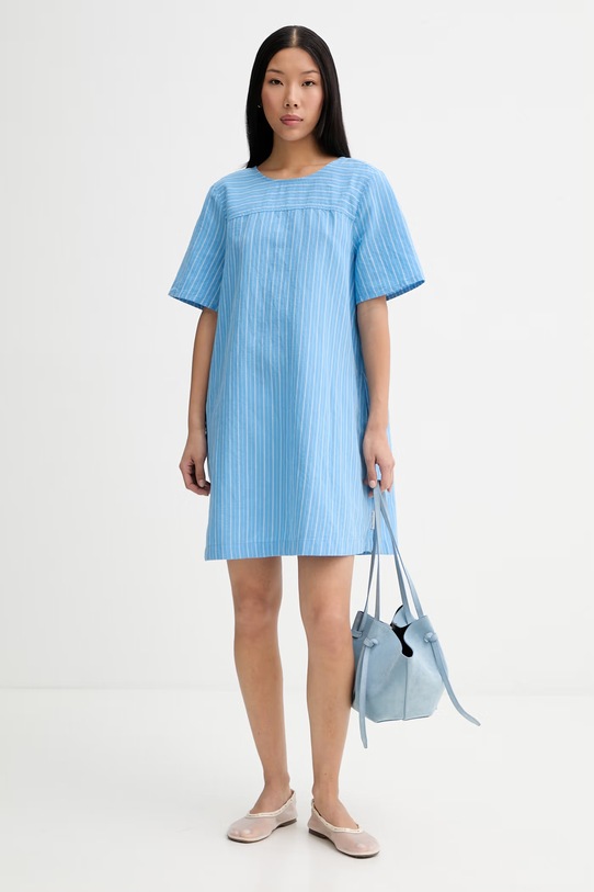 Marc O'Polo šaty s ľanom 5000010551 modrá ZS26