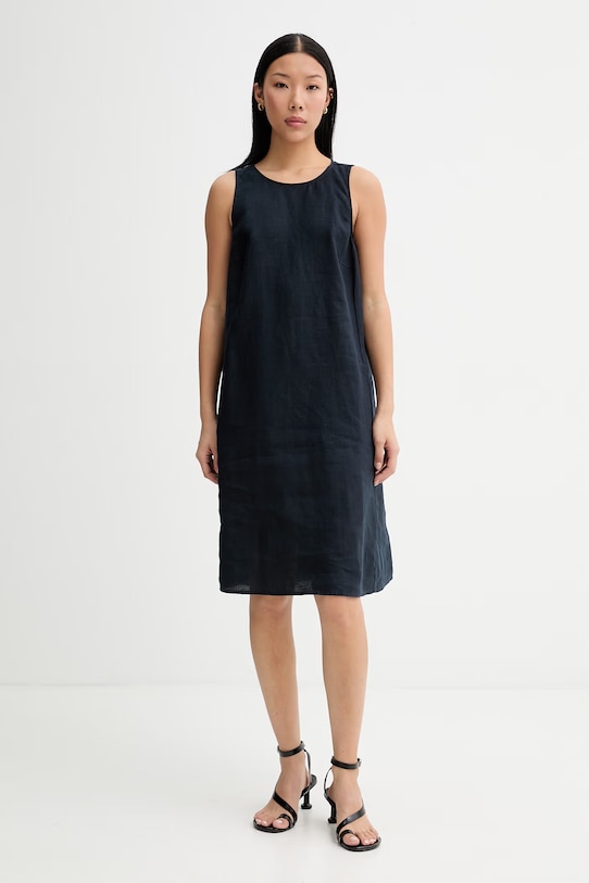 Marc O'Polo šaty ľanové tmavomodrá 5000014183