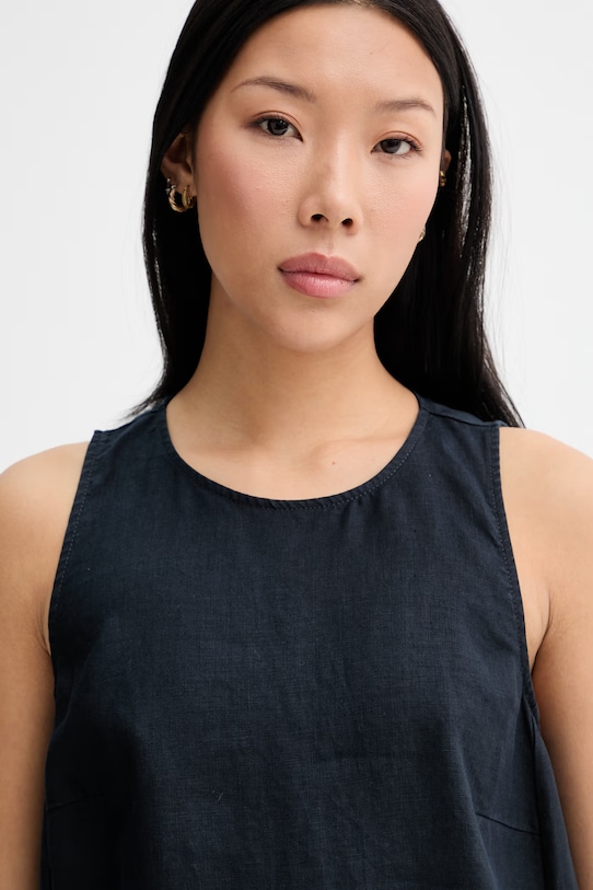 Marc O'Polo šaty ľanové tmavomodrá 5000014183