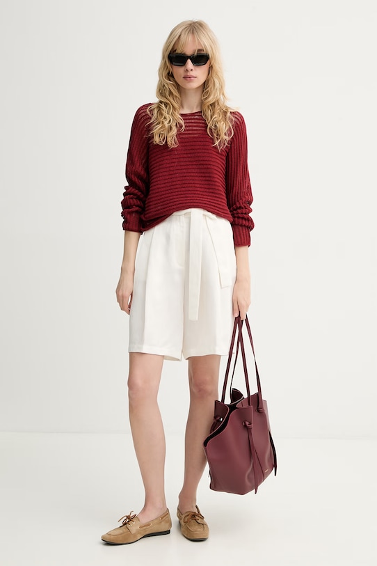 Marc O'Polo πουλόβερ γυναικείο με λινό 5000014141 κόκκινο ZS26