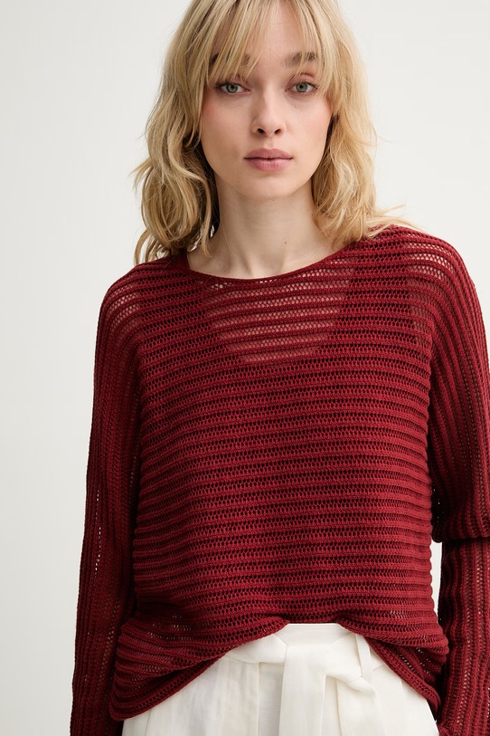 Marc O'Polo πουλόβερ γυναικείο με λινό κόκκινο 5000014141