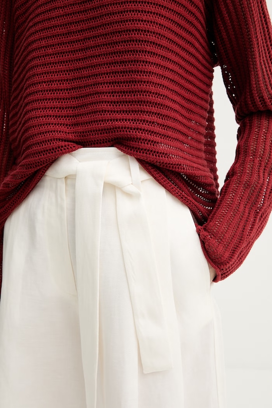 Marc O'Polo πουλόβερ γυναικείο με λινό 5000014141 κόκκινο