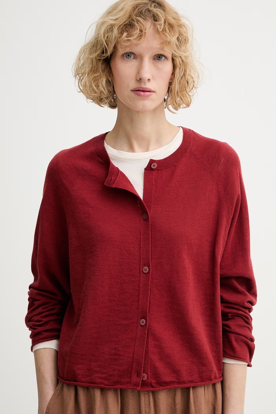 Marc O'Polo kardigan damski z bawełną czerwony 5000014142