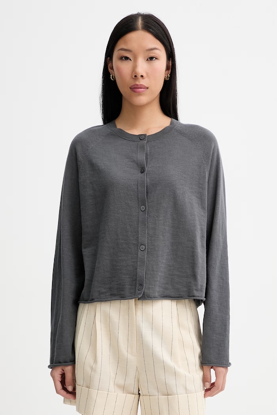 Marc O'Polo ζακέτα Γυναικεία με βαμβάκι γκρί 5000014142