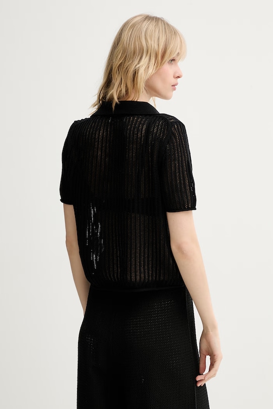 Odzież Marc O'Polo sweter damski z lnem 5000014145 czarny