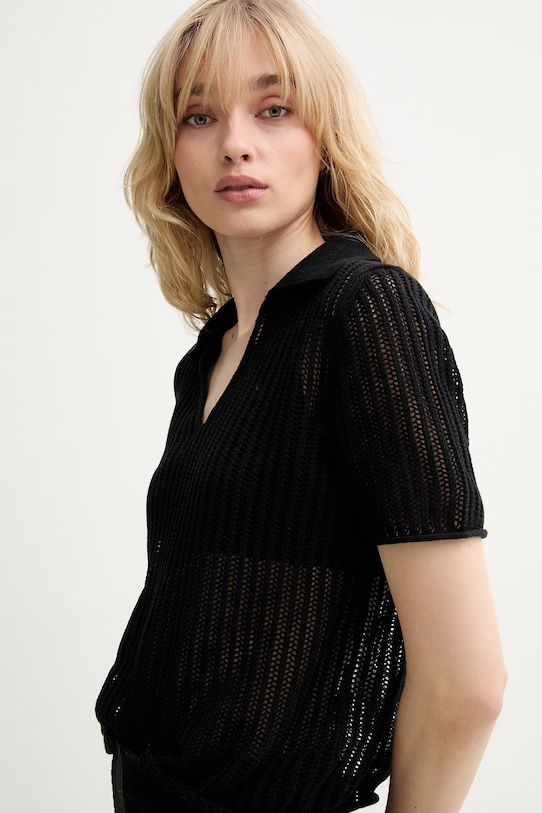 Marc O'Polo sweter damski z lnem czarny 5000014145