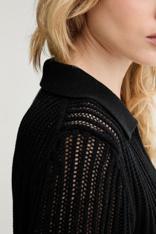 Marc O'Polo sweter damski z lnem 5000014145 czarny