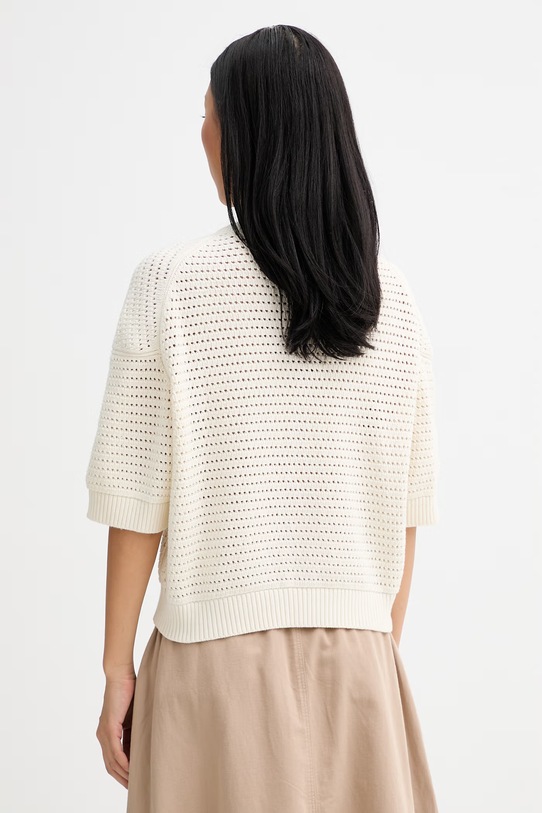 Odzież Marc O'Polo sweter z krótkim rękawem damski bawełniany 5000010013 beżowy