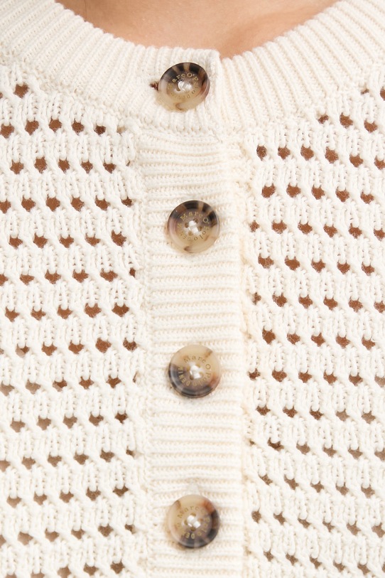 Marc O'Polo sweter z krótkim rękawem damski bawełniany 5000010013 beżowy