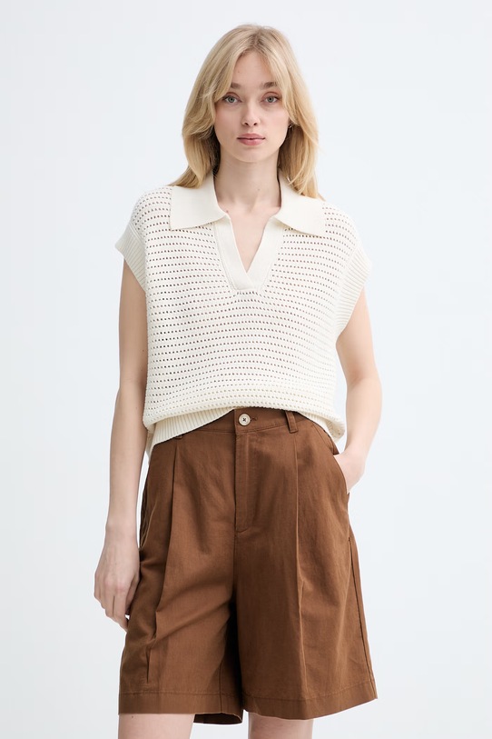 Marc O'Polo kamizelka damska bawełniana beżowy 5000010015