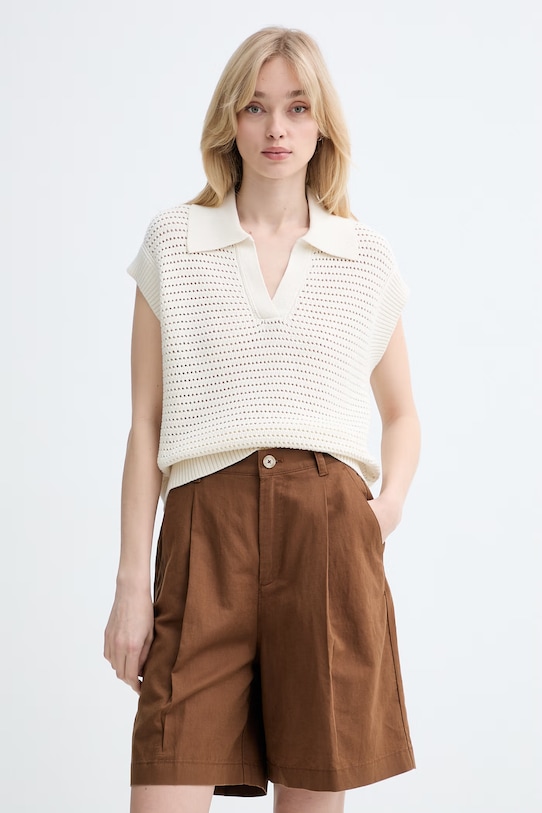 Marc O'Polo kamizelka damska bawełniana beżowy 5000010015