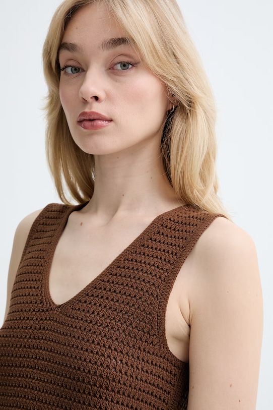 Marc O'Polo kamizelka damska bawełniana brązowy 5000010017