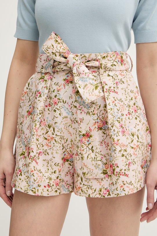 Silvian Heach szorty lniane ALIMO tkanina różowy GPP26364SH