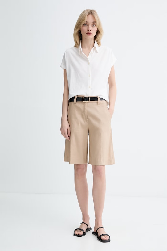 Marc O'Polo kratke hlače ženske z lanom 5000014045 bež ZS26