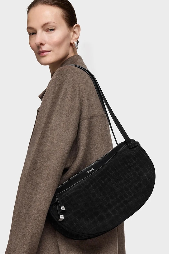 Tous torebka zamszowa Hombro Halfmoon czarny 2002359051