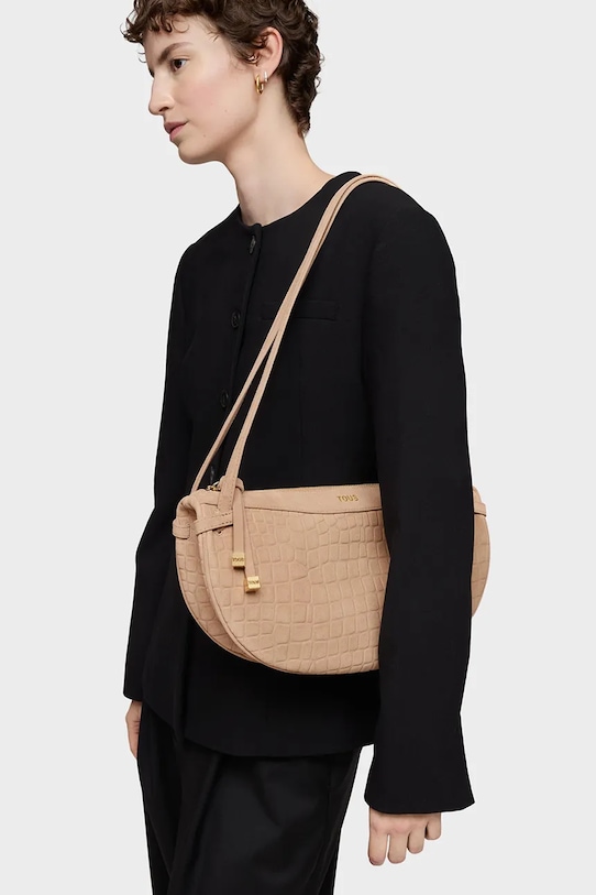 Tous torebka zamszowa Halfmoon beżowy 2002359001