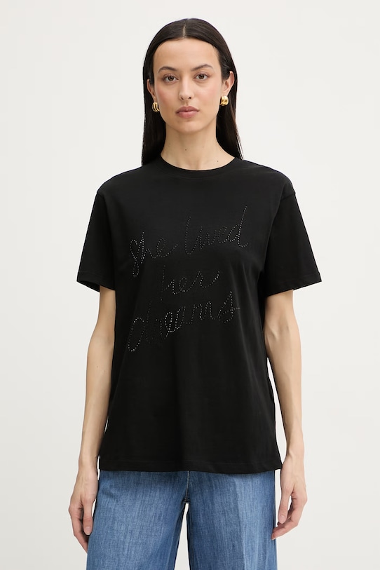 Silvian Heach T-shirt damski bawełniany SEIPONE czarny GPP26412TS