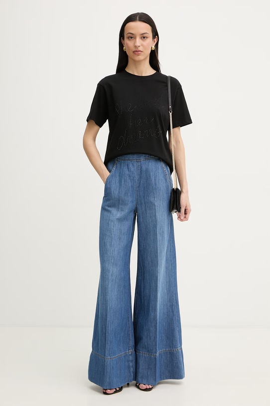 Silvian Heach T-shirt damski bawełniany SEIPONE GPP26412TS czarny ZS26