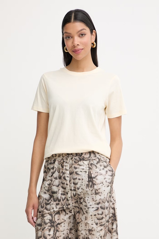 Silvian Heach t-shirt damski bawełniany SEKOK beżowy GPP26074TS