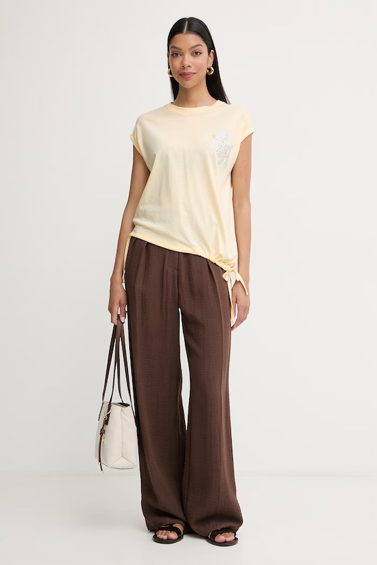 Silvian Heach t-shirt da donna in cotone WABAK GPP26102TS beige ZS26