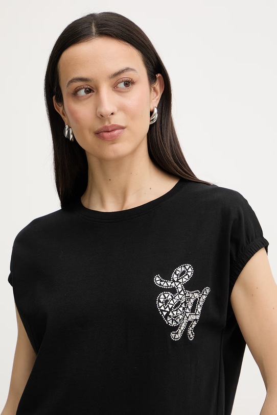 Silvian Heach t-shirt damski bawełniany WABAK czarny GPP26102TS