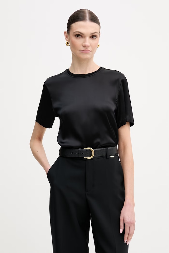 Silvian Heach bluzka RESANA z elastanem czarny GPP26191BL